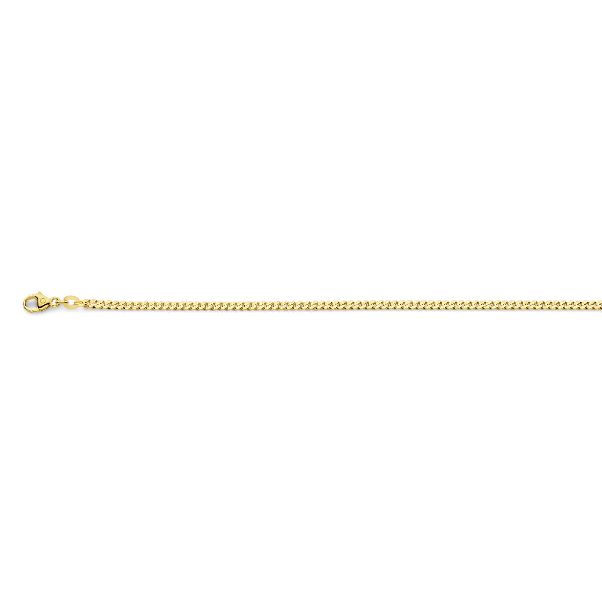 Collana bizantina in oro giallo massiccio 14K, 2,4 mm, con finitura lucida e angoli smussati.
