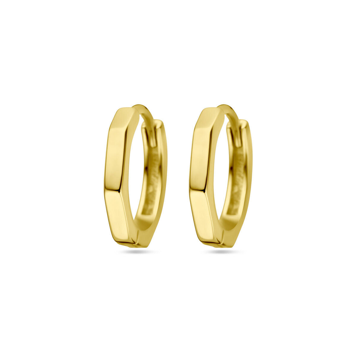 Orecchini alla creola in argento placcato oro giallo, forma ottagonale.