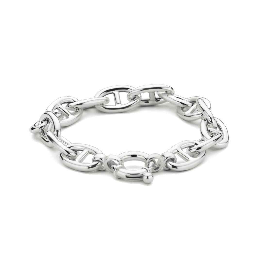 De armband marine 10,3 mm 19 cm met groot springslot van Van der Kooij Collectie is een gerhodineerd zilveren sieraad, stijlvol gepresenteerd op een witte achtergrond.