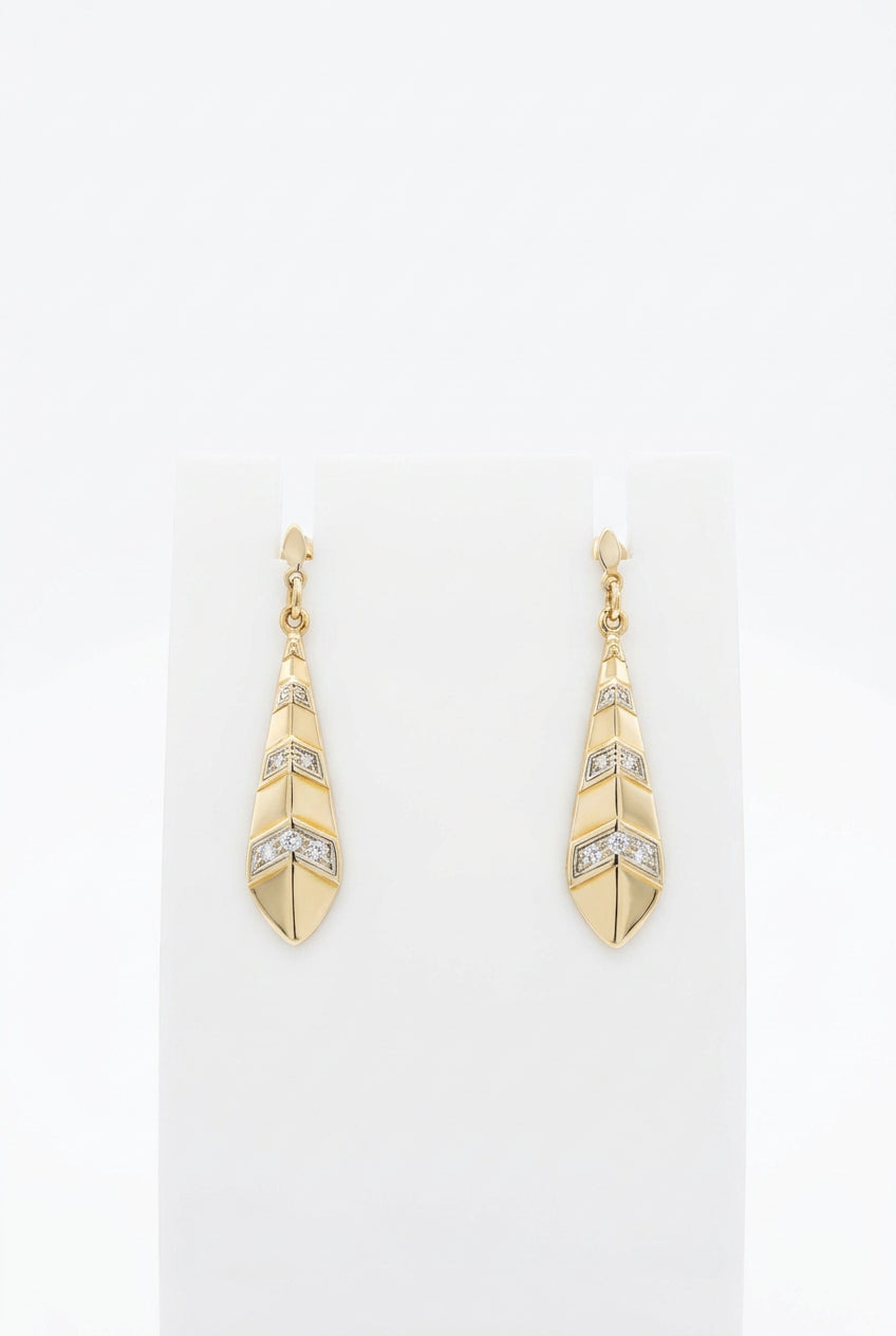 orecchini vintage in oro 14K cerchi onda 5.2gr