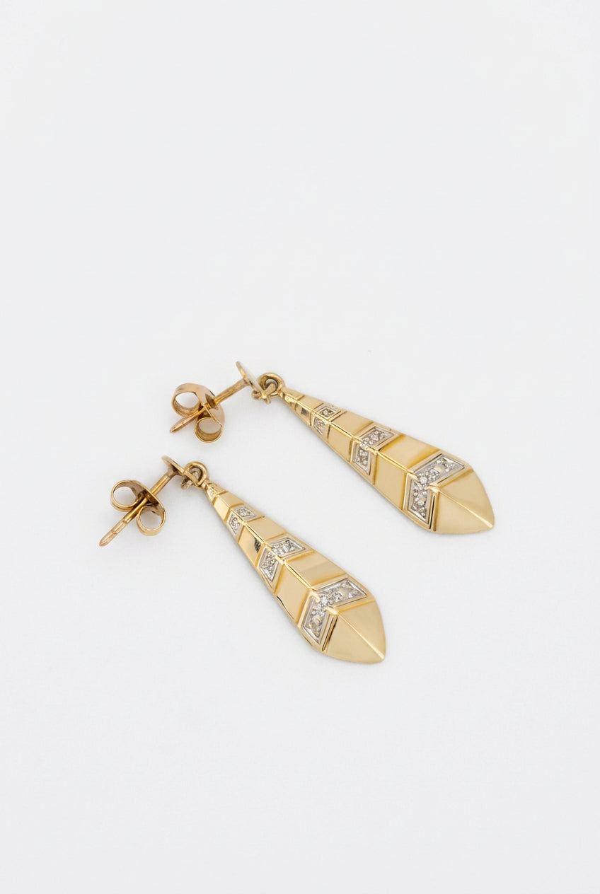 orecchini vintage in oro 14K cerchi onda 5.2gr