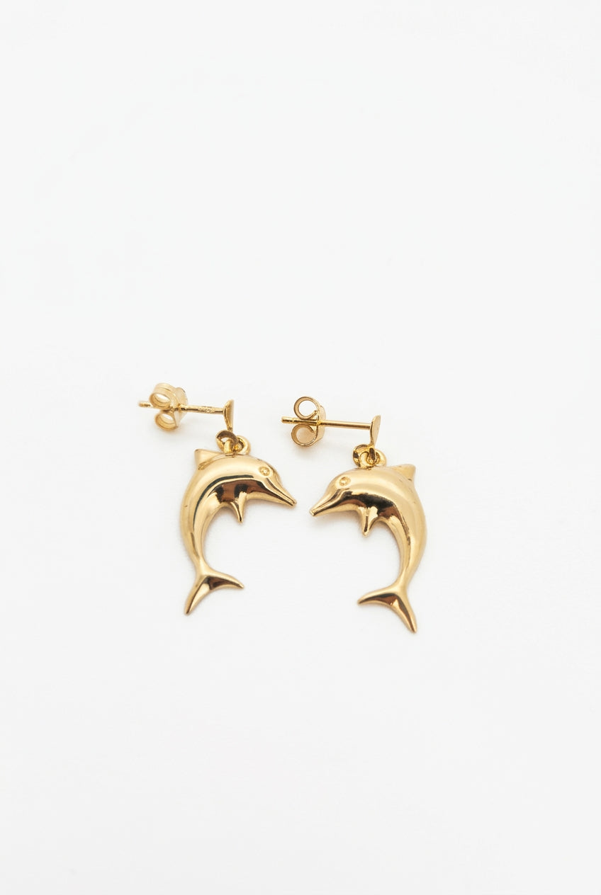 orecchini vintage in oro 14K cerchi onda 5.2gr