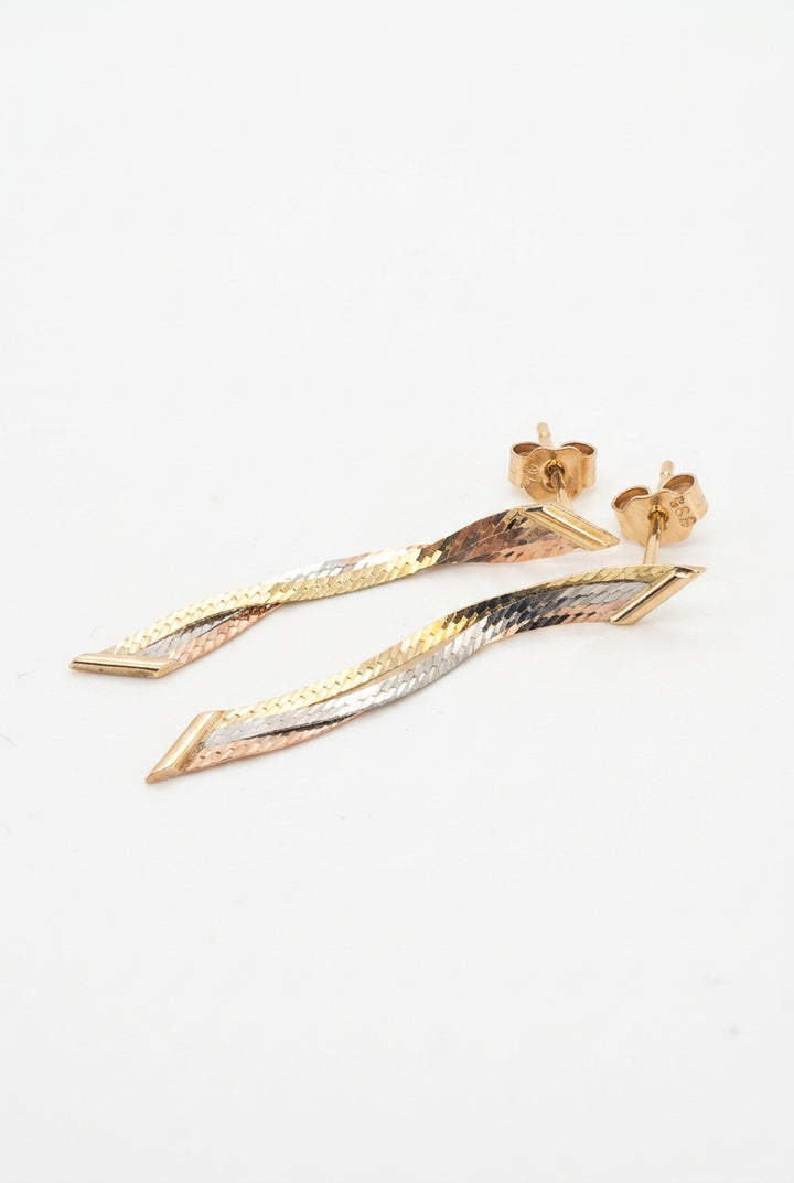orecchini vintage in oro 14K cerchi onda 5.2gr
