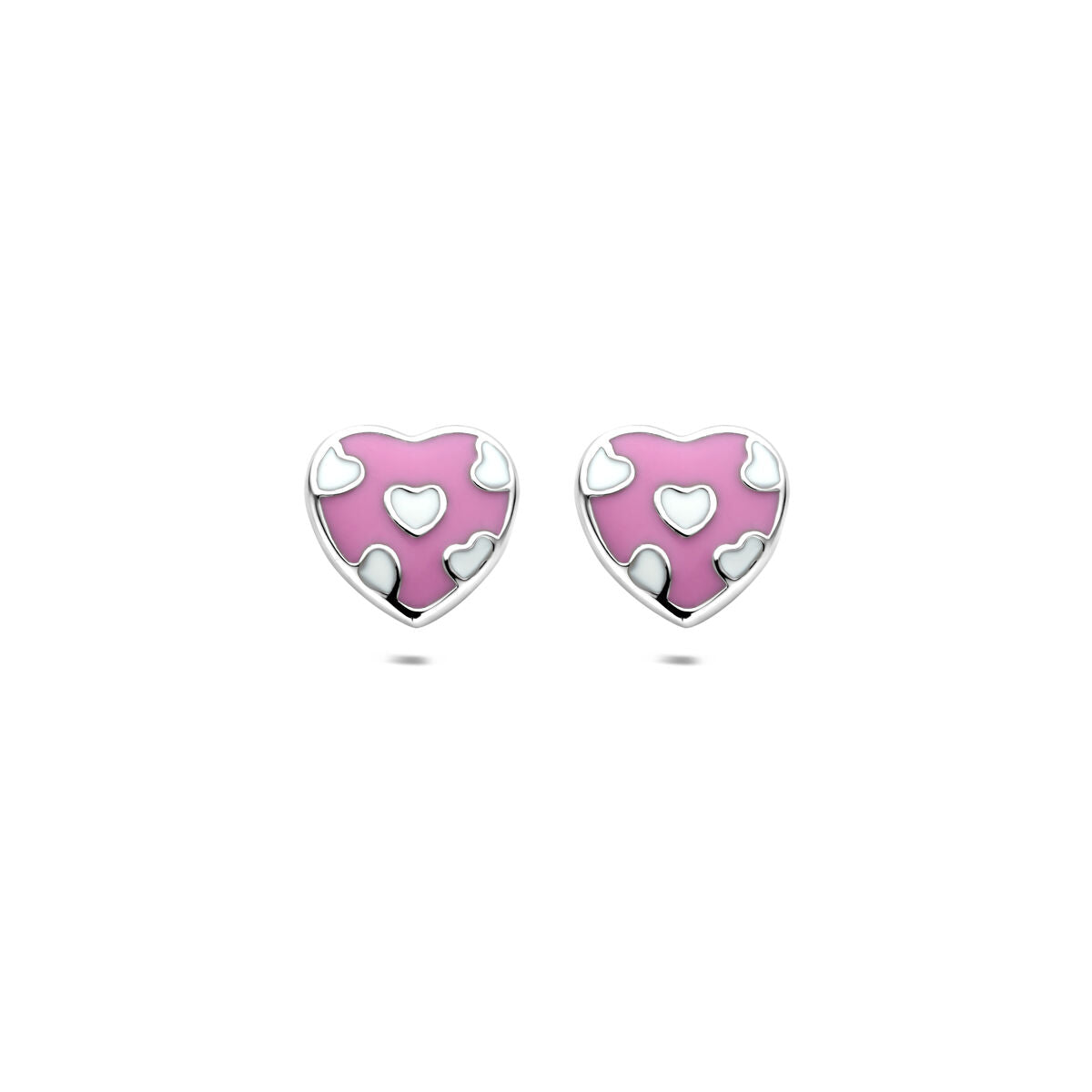 Orecchini a bottone cuore 8,5 mm argento rodiato