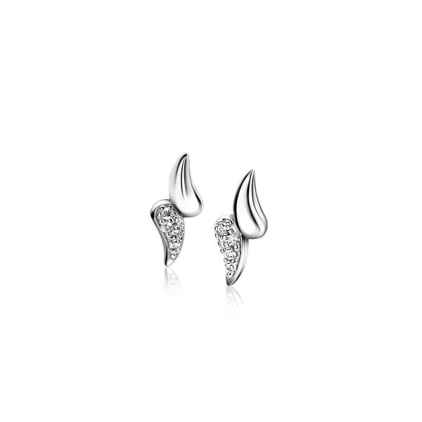 Orecchini in argento con design a goccia e dettagli scintillanti.
