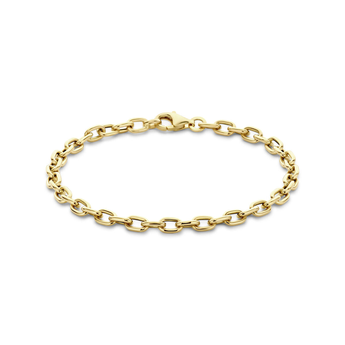 Bracciale in oro giallo 14K, maglia rolò di 4,5 mm, lunghezza 19 cm.