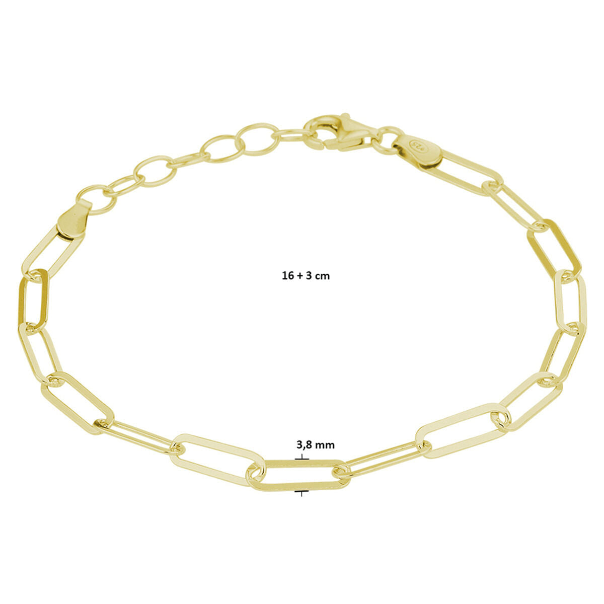 Bracciale paperclip color oro su argento