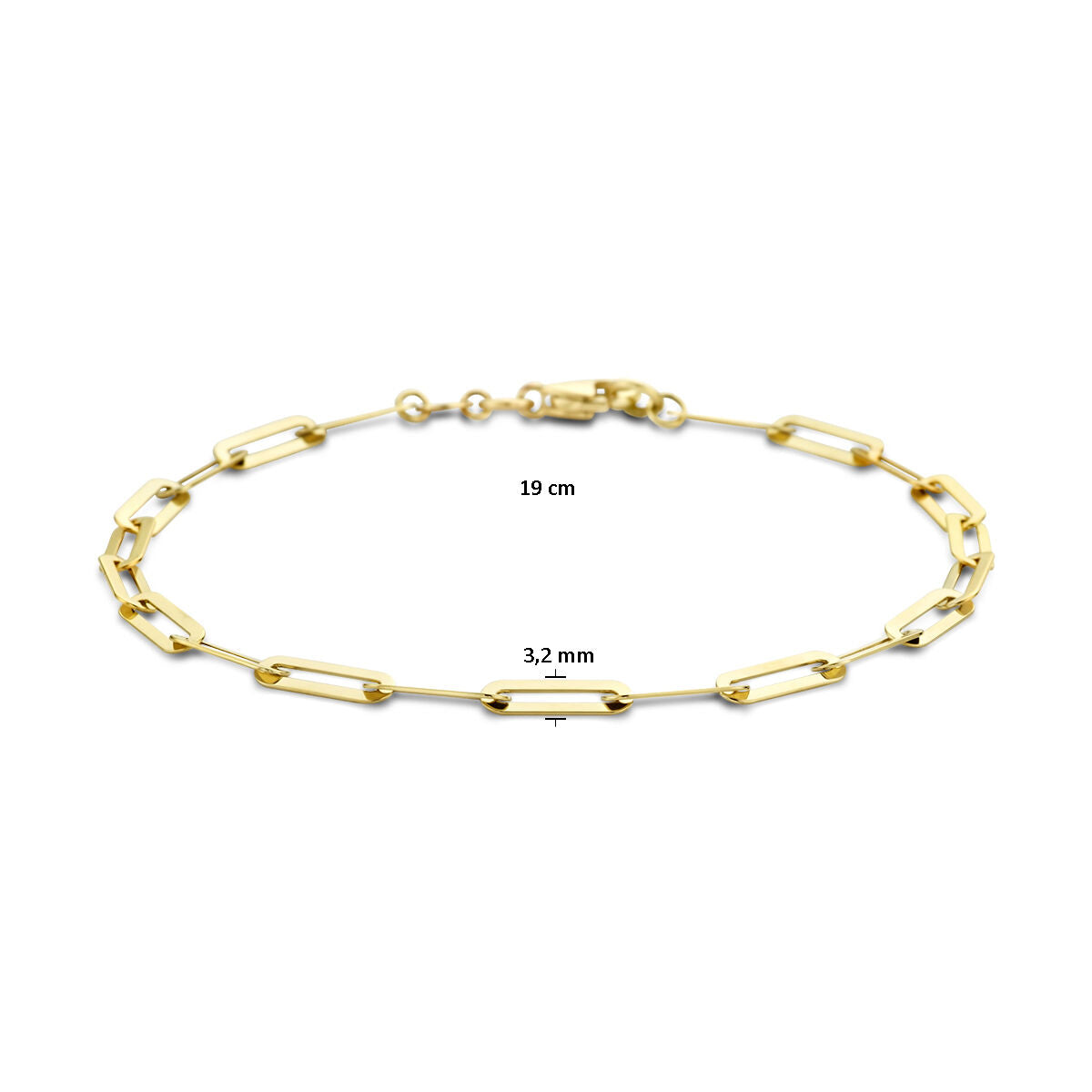 Bracciale in oro da donna paperclip piatto 14K
