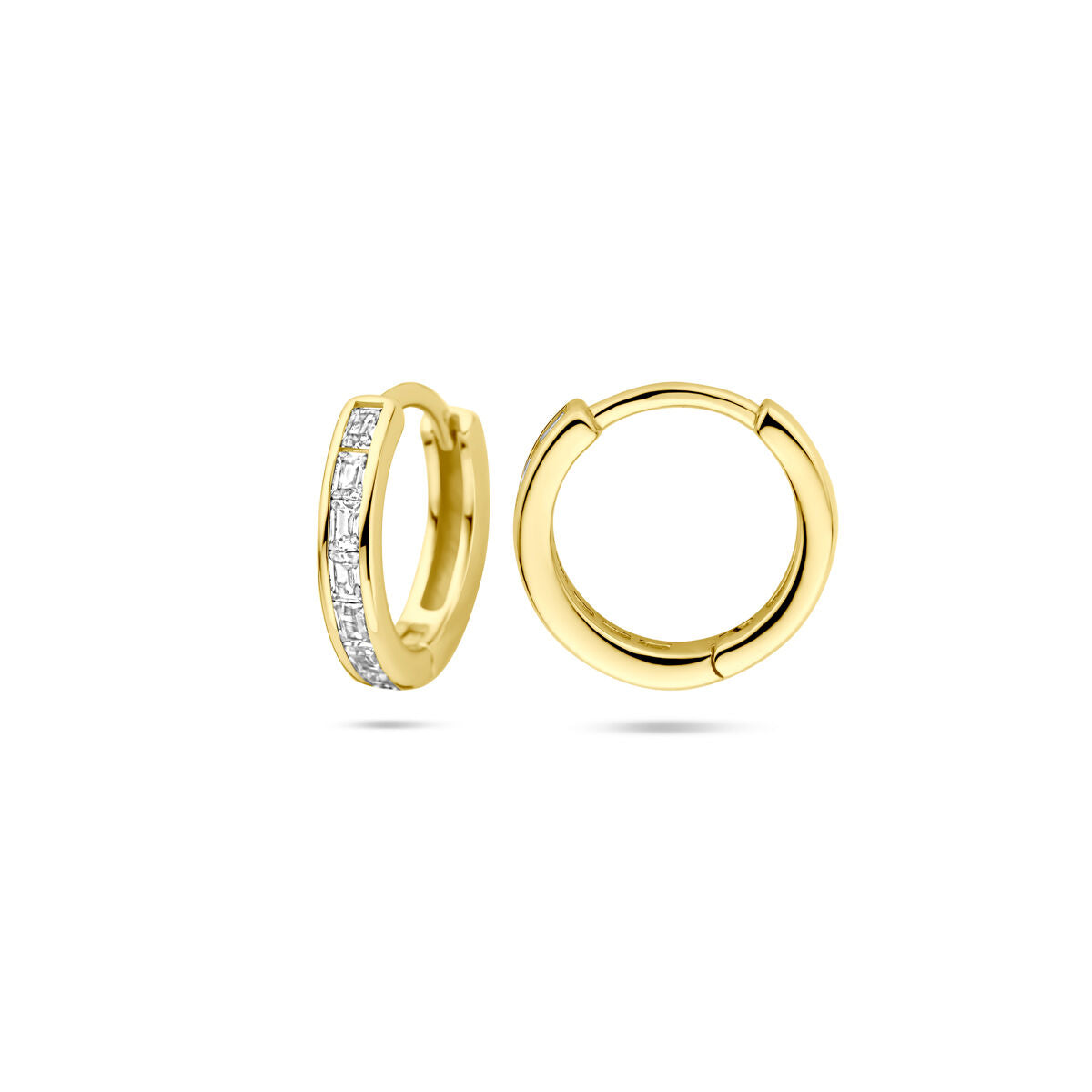 orecchini a cerchio zirconia 12 mm 1 micron argento placcato oro (giallo)