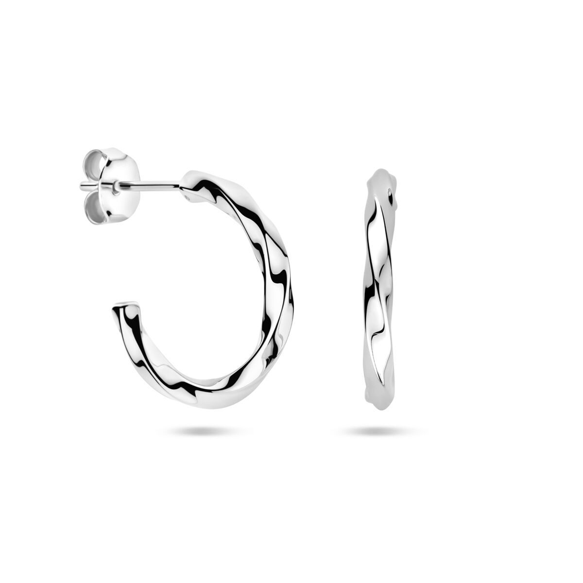 Orecchini a perno attorcigliati 18,5 mm argento rodiato