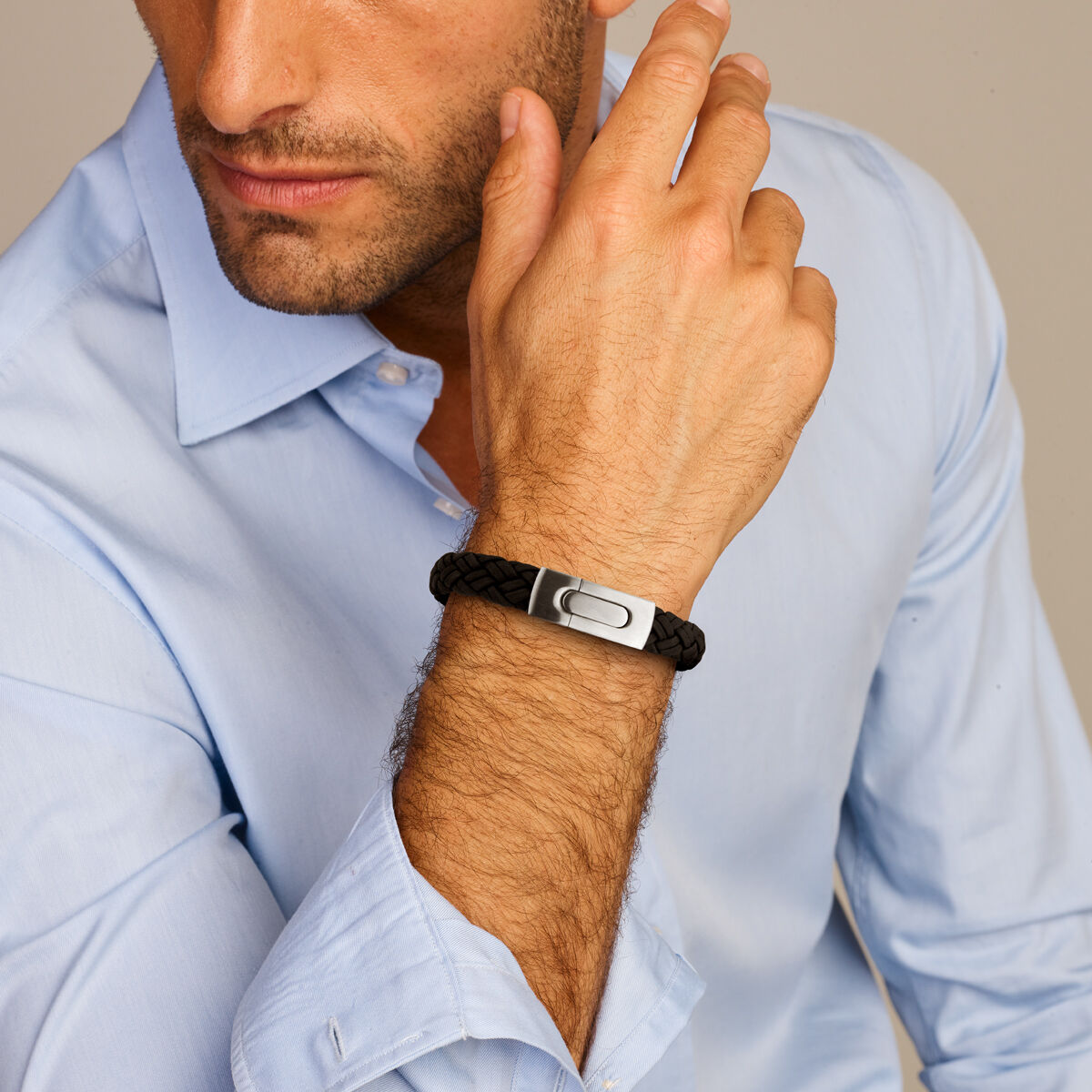bracciale in pelle 10 mm acciaio inossidabile