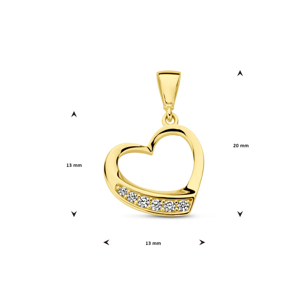 ciondolo cuoricino zirconia 14K oro giallo