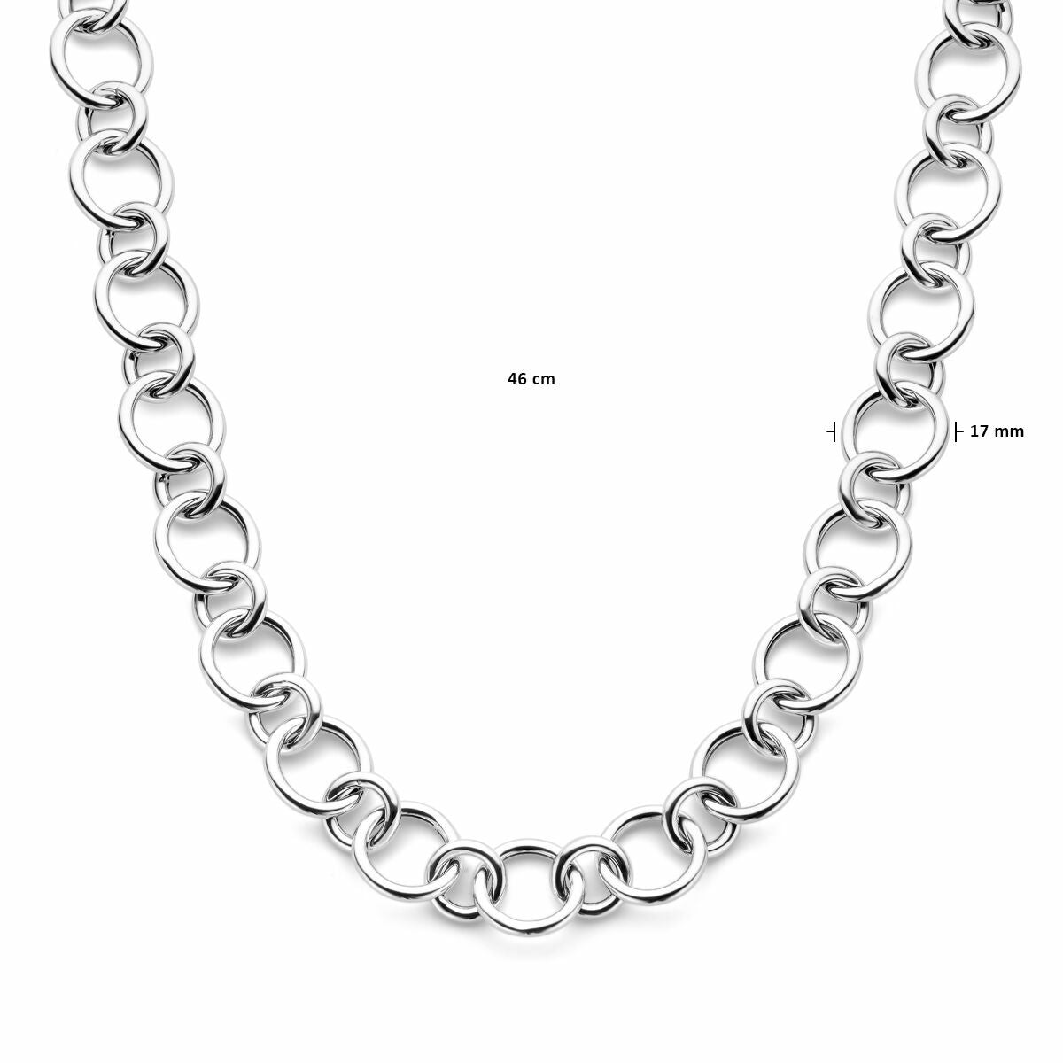 collana 17 mm 46 cm argento rodiato