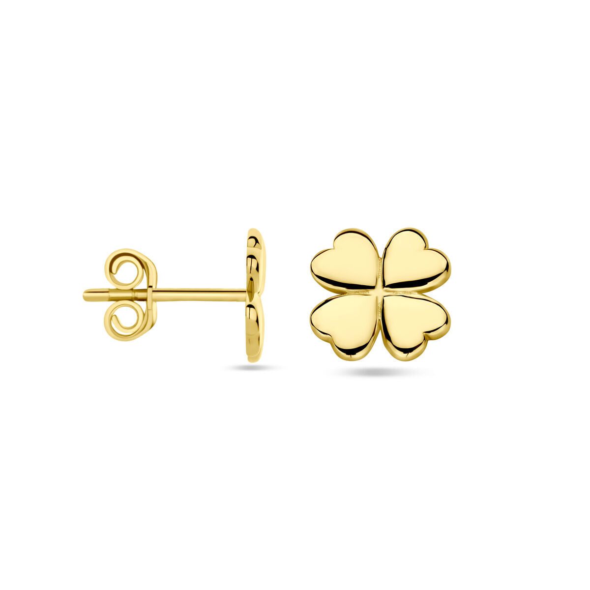 orecchini a bottone quadrifoglio 7 mm 14K oro giallo