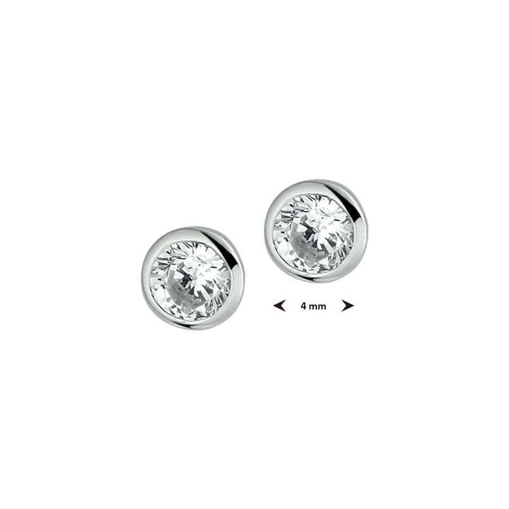 oorknoppen zirkonia zilver gerhodineerd