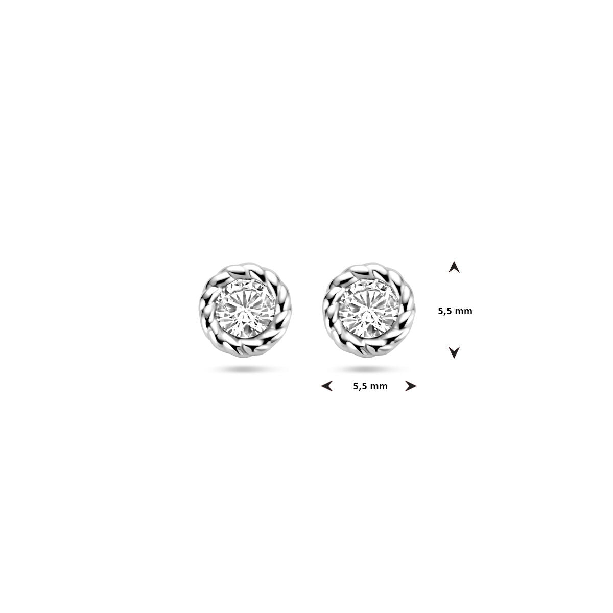 orecchini a bottone zircone argento rodiato