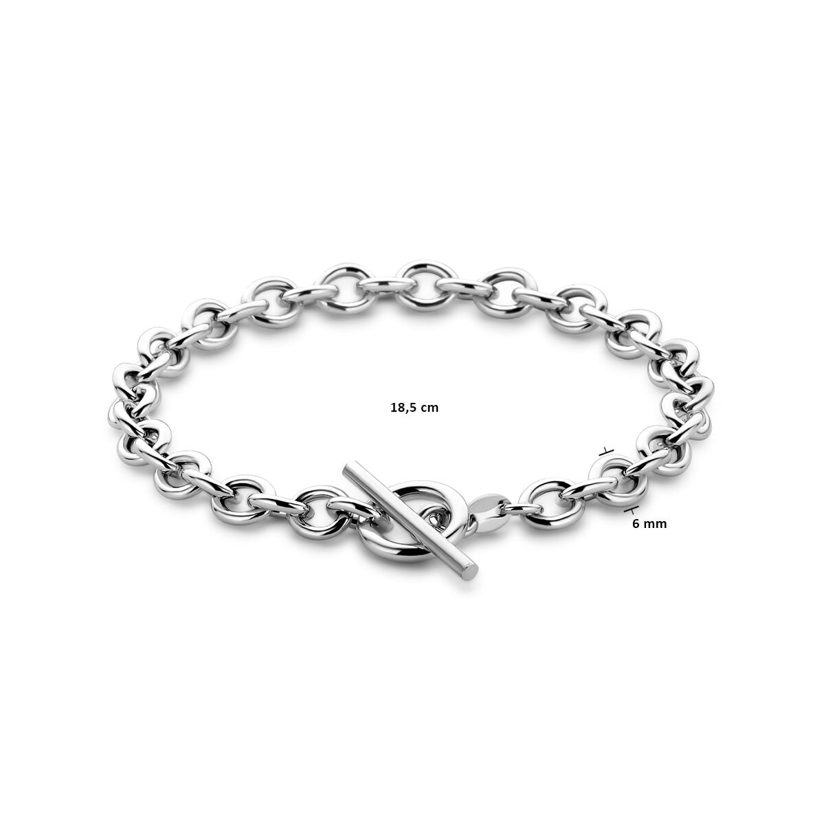 bracciale 6 mm 18,5 cm chiusura a fibbia argento rodiato