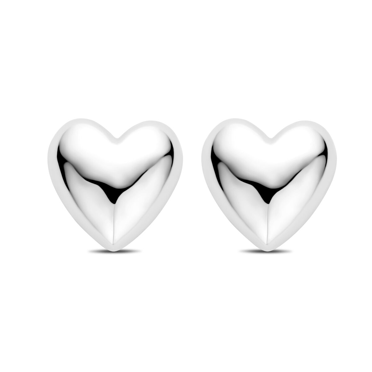 orecchini a bottone cuore 20 mm argento rodiato