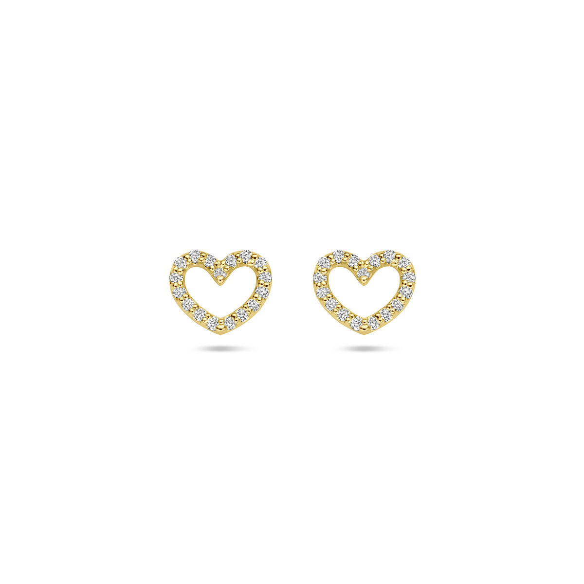 Orecchini a bottone a forma di cuore in oro giallo 14k con diamante lab grown