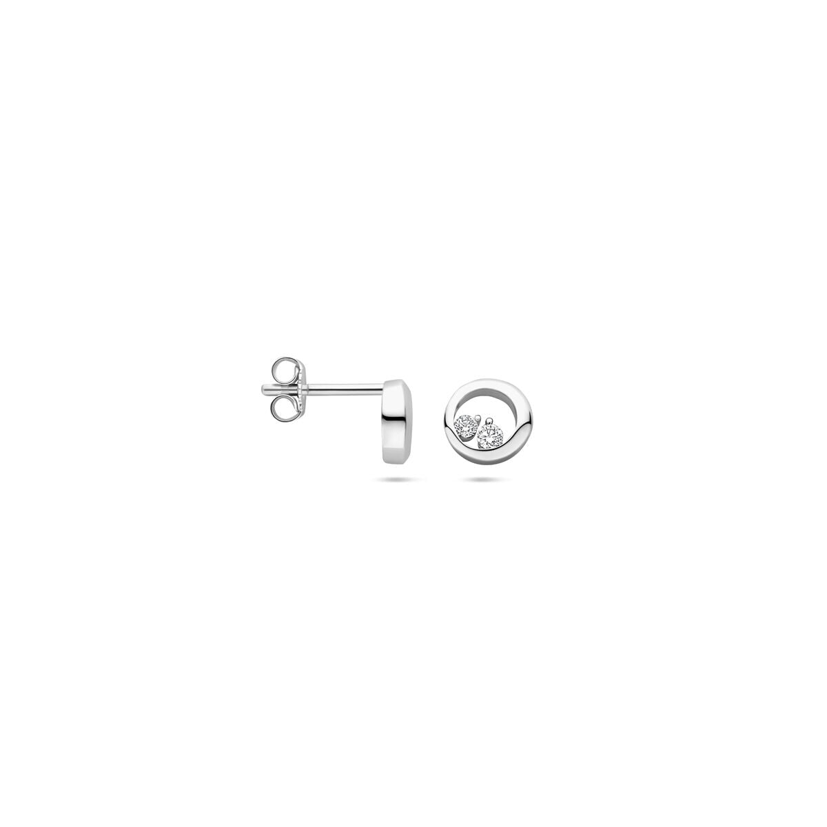orecchini a bottone zirconia 7 mm argento rodiato
