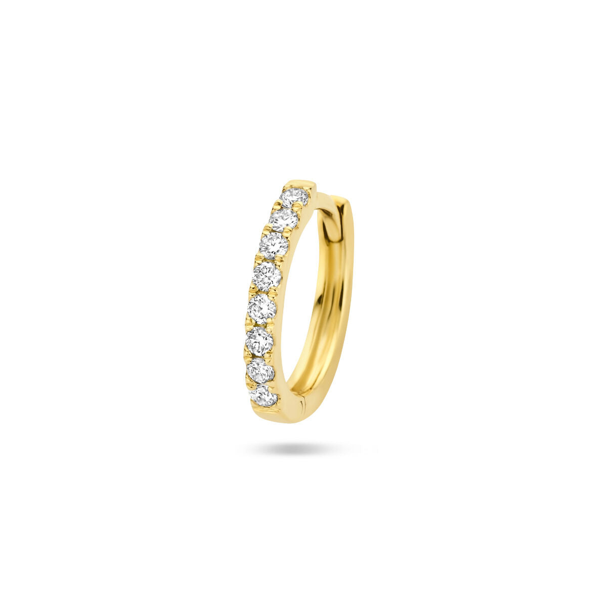 Orecchino alla creola in oro giallo 14K con diamanti da 0,075 ct, finitura lucida.