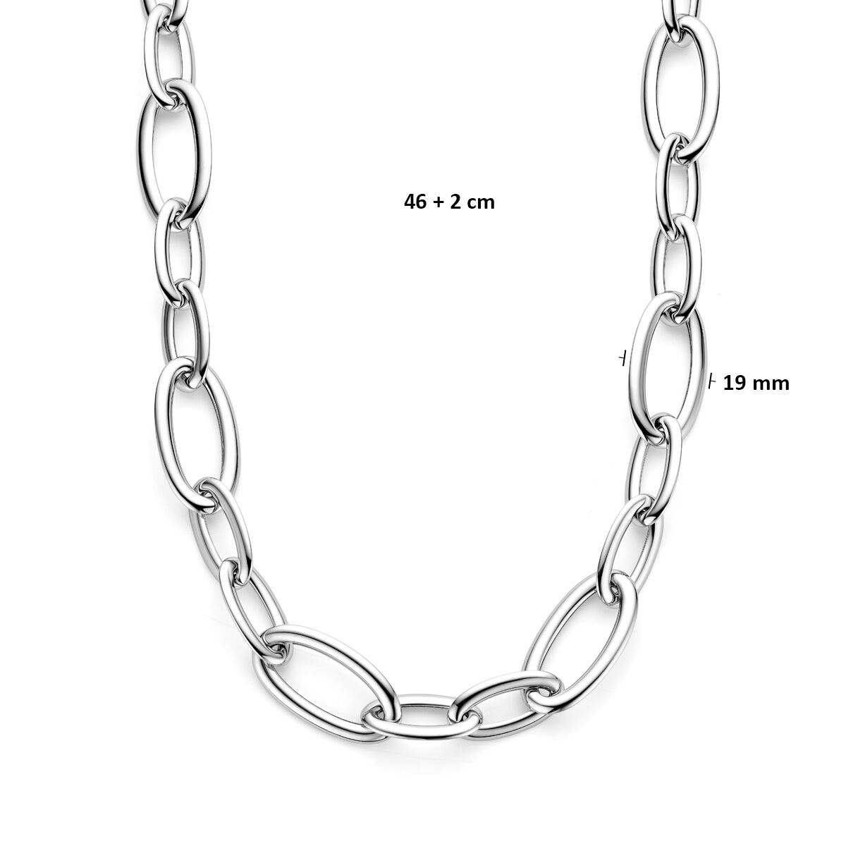Collana da donna in argento – argento 925 rodiato, larghezza 19 mm