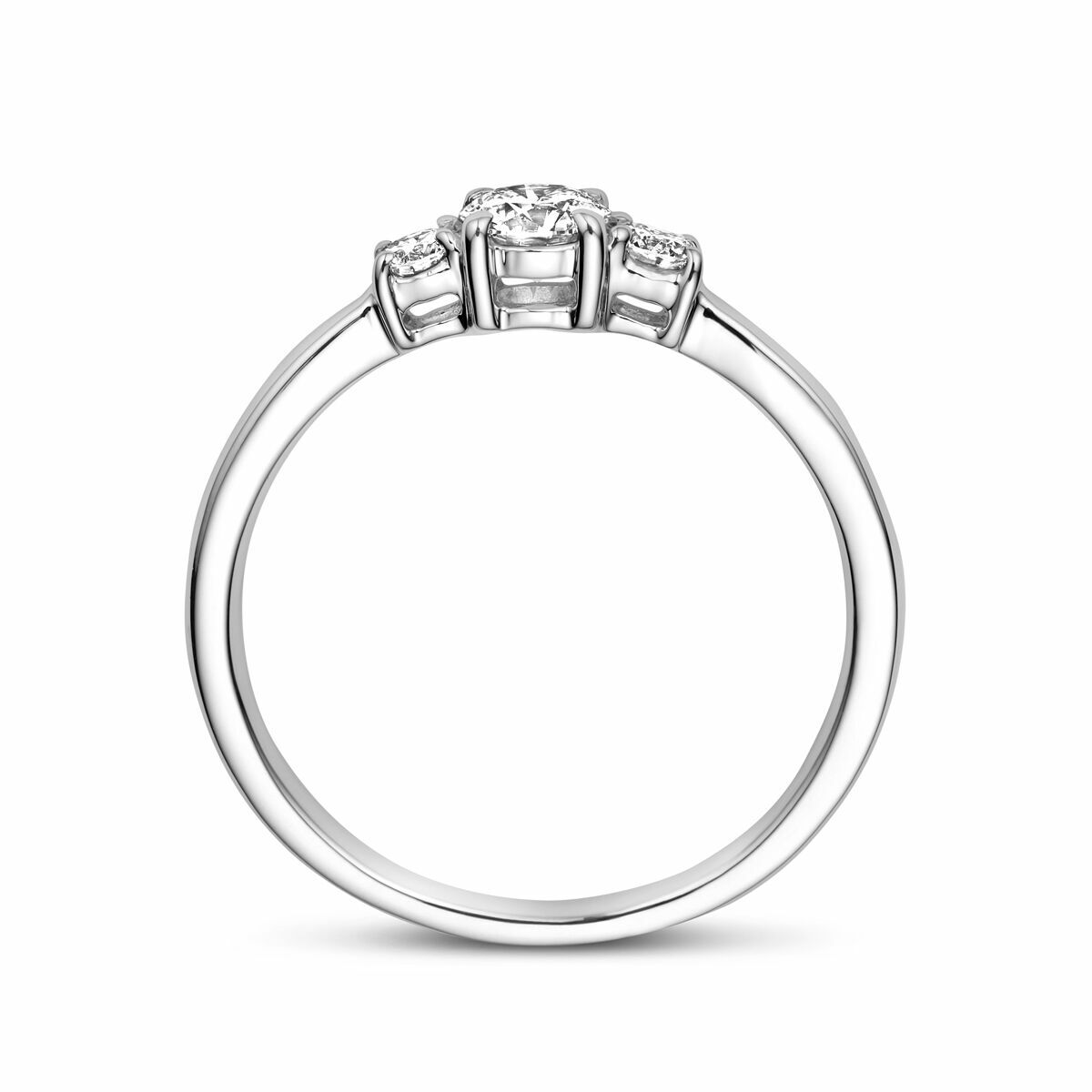 anello trilogy diamante lab grown 0.46ct h si oro bianco 14K