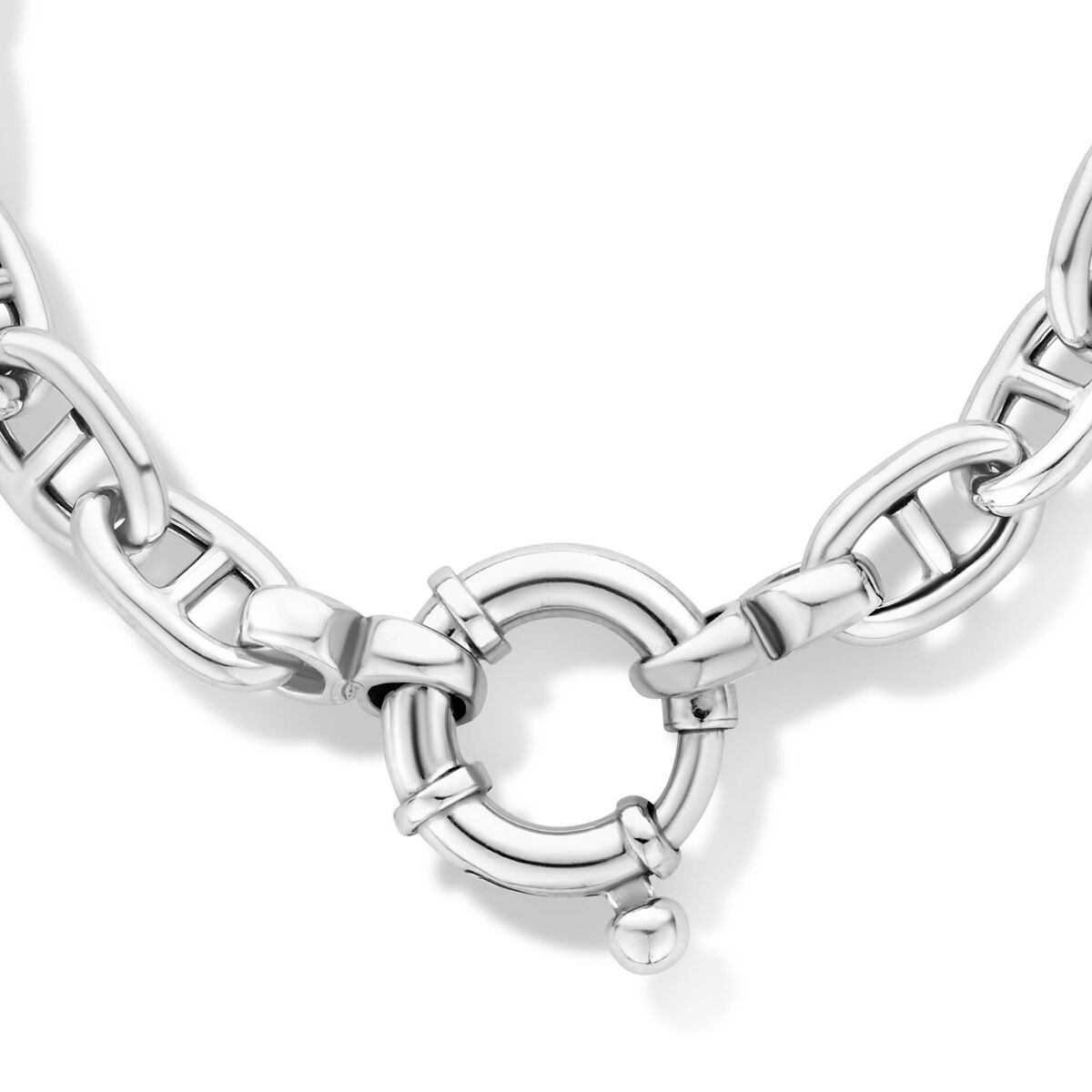 Collana marine in argento rodiato da 45 cm con maglie da 7,1 mm e grande chiusura a molla.