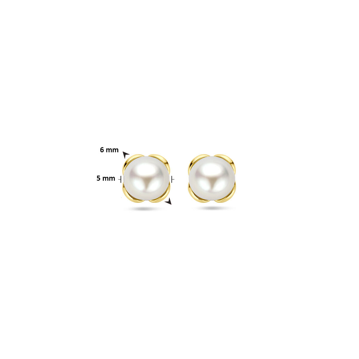 orecchini a perno fiore perla oro giallo 14K