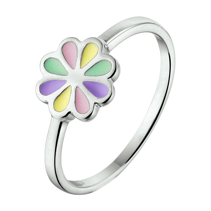 ring bloem zilver gerhodineerd