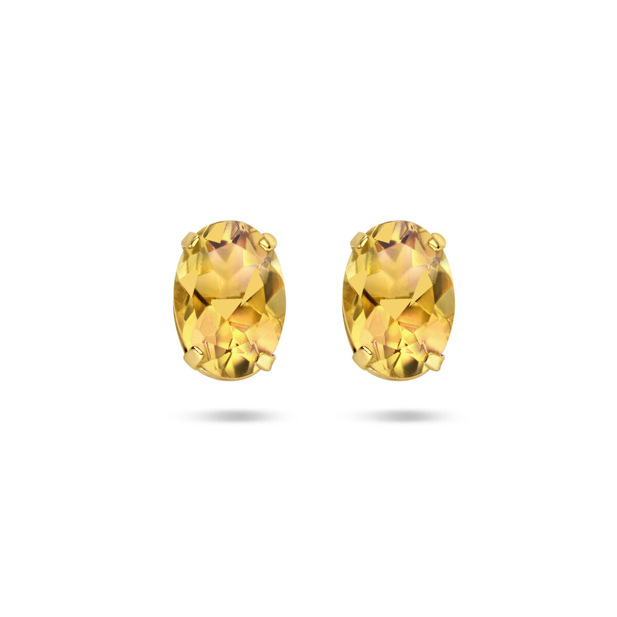 Orecchini in oro giallo 14K con pietre ovali di citrino giallo.