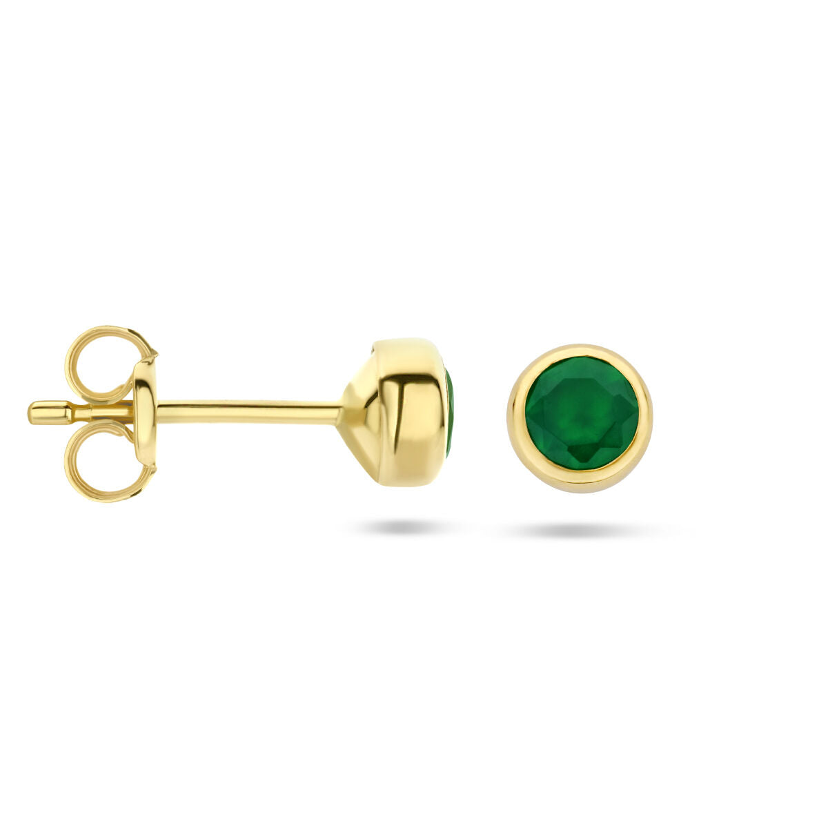 orecchini a bottone agata verde oro giallo 14K