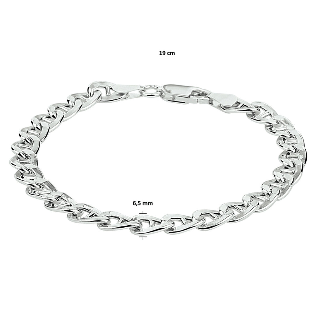 armband anker 6,5 mm 19 cm zilver gerhodineerd