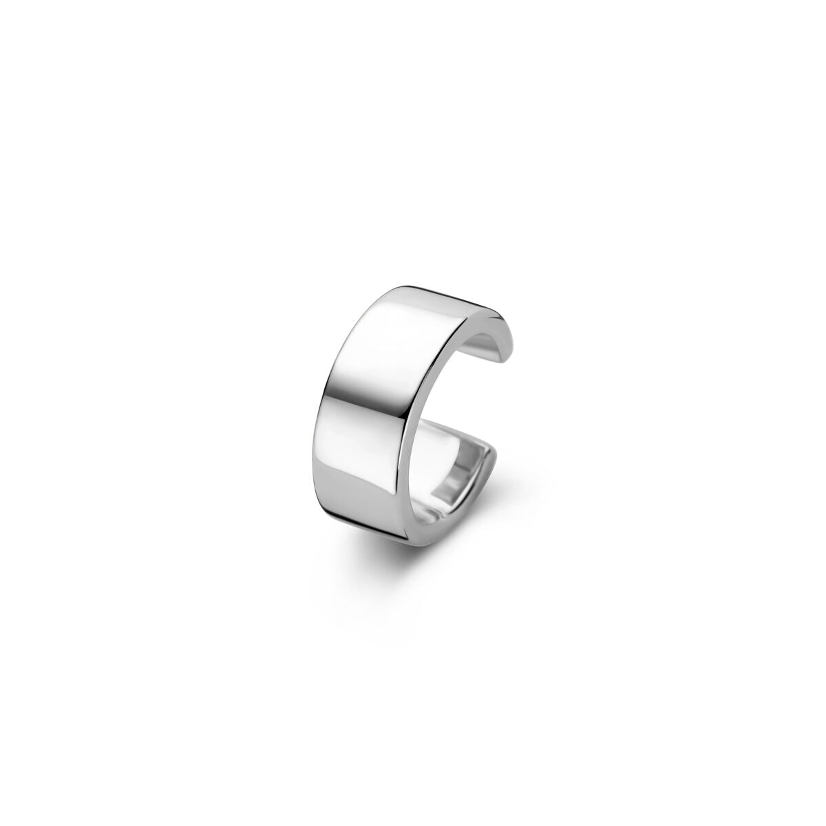 Ear cuff in argento rodiato 925, di forma liscia e ampia.