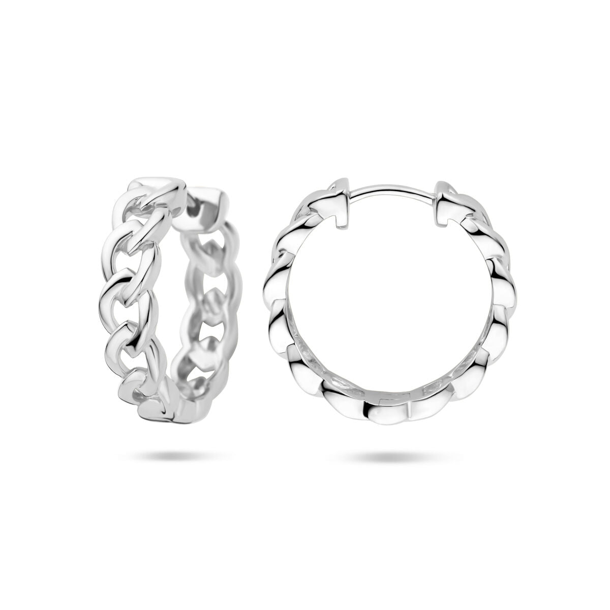 orecchini a cerchio motivo a maglia 18mm argento rodiato