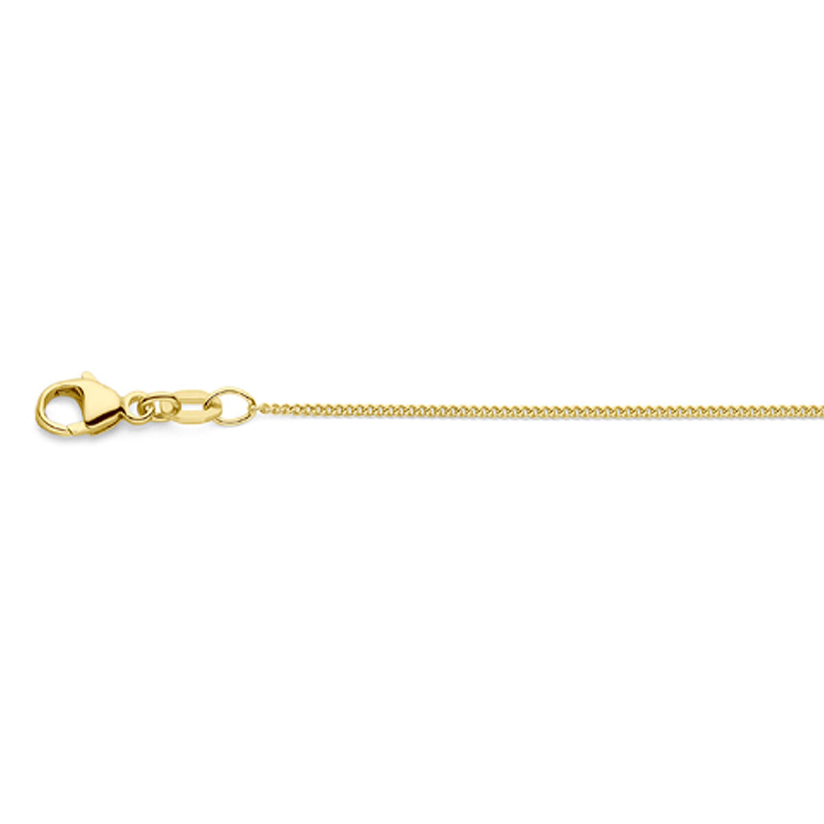 Collana bizantina in oro giallo 18K, 1,0 mm, con chiusura a moschettone.