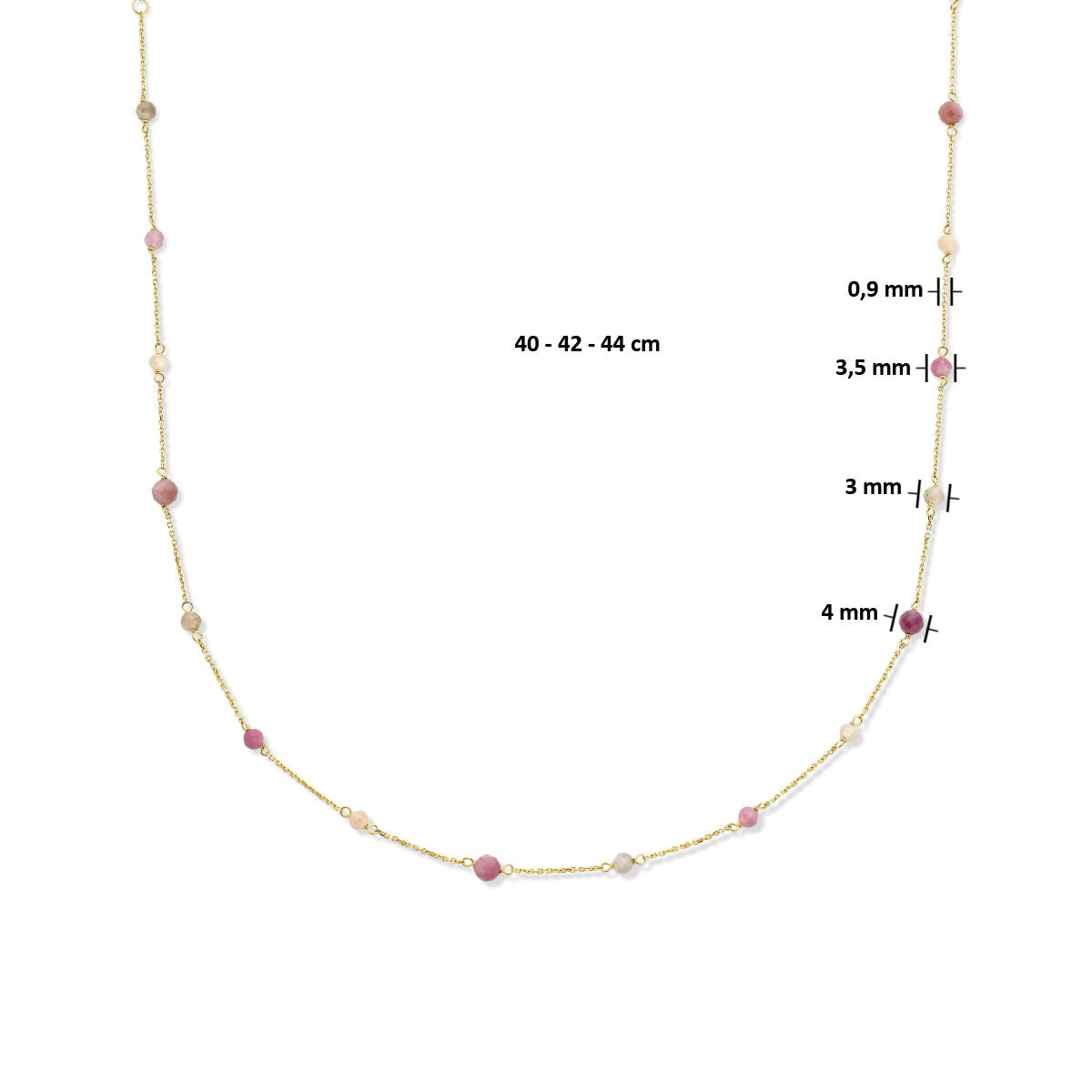 Collana tormalina 40 - 42 - 44 cm 14K oro giallo