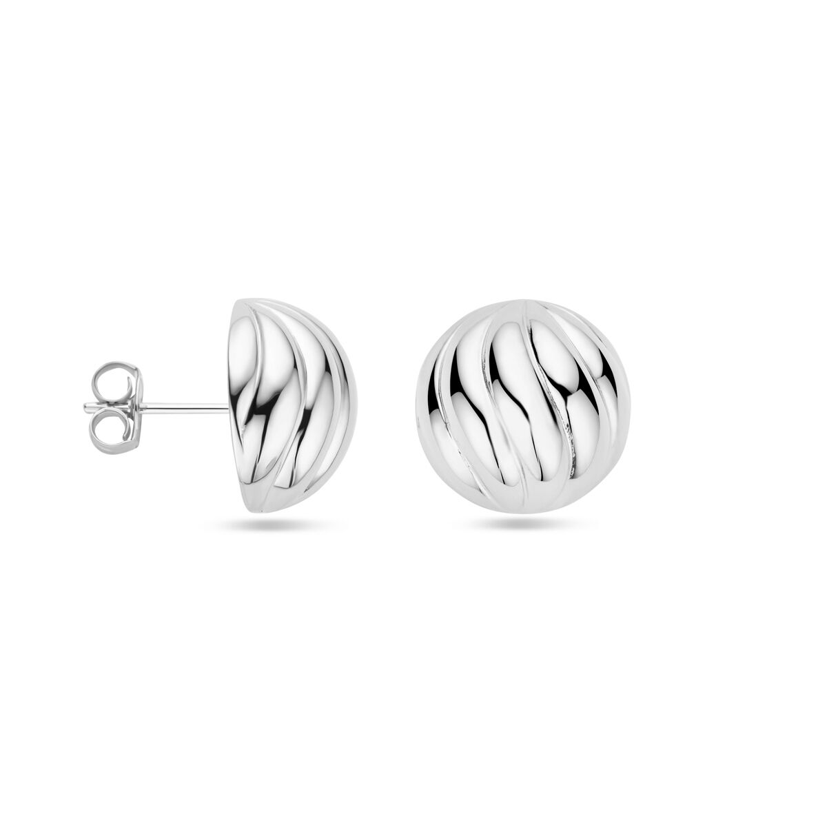 orecchini a bottone 14,5 mm argento rodiato