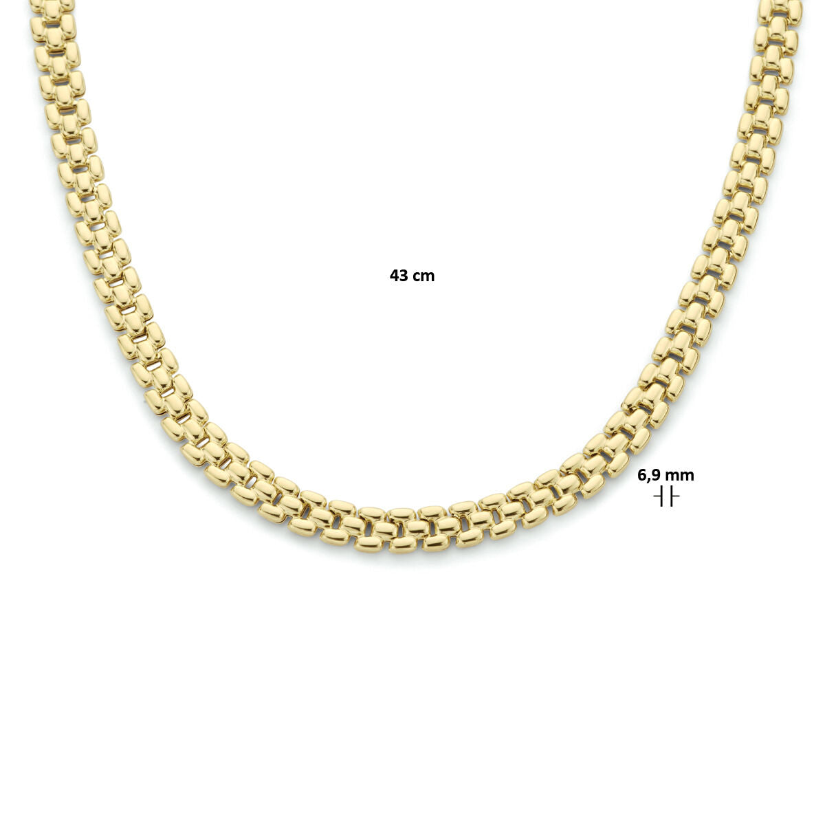 collana pantera 6,9 mm 43 cm 3 micron argento dorato (giallo)