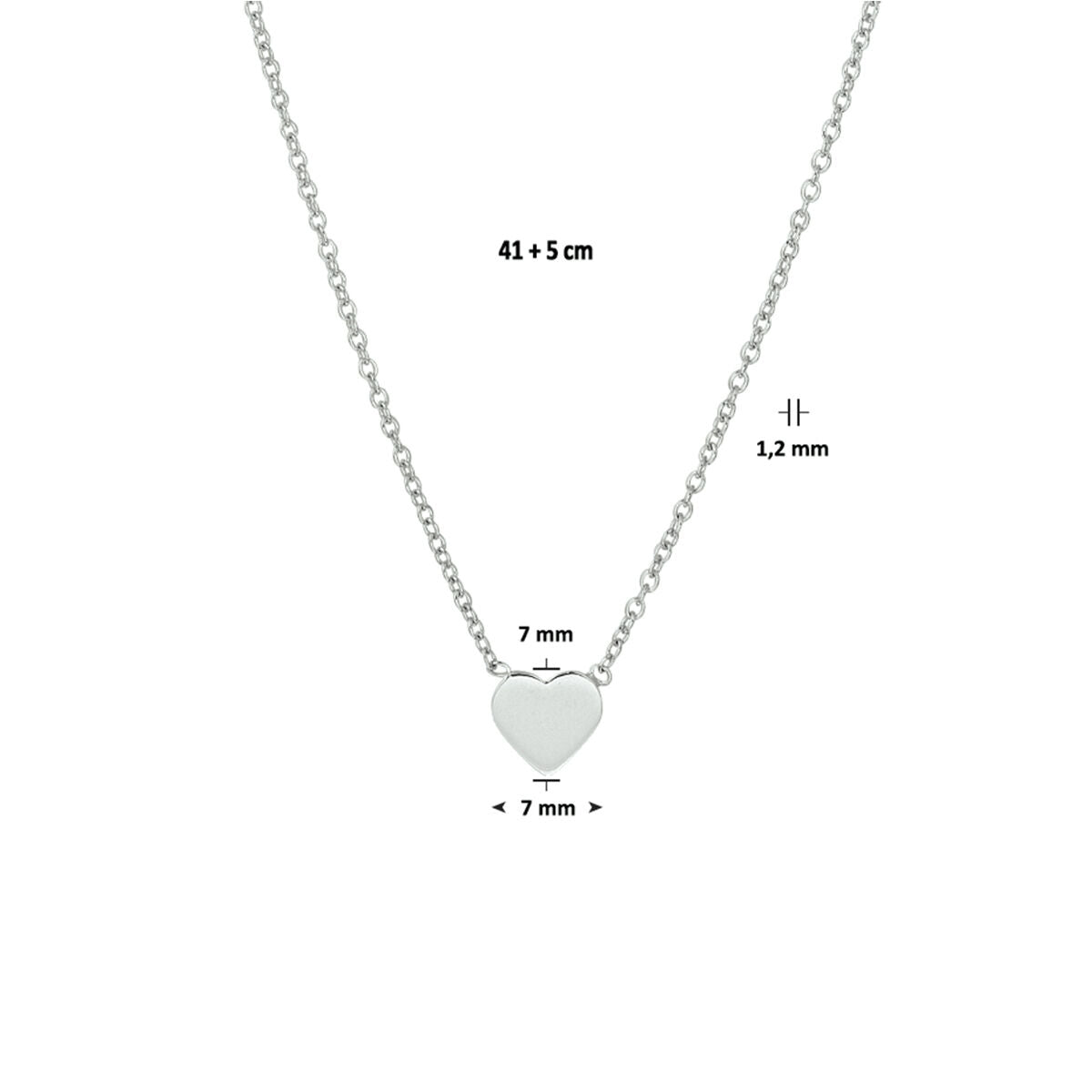 collana cuore 41 + 5 cm argento rodiato