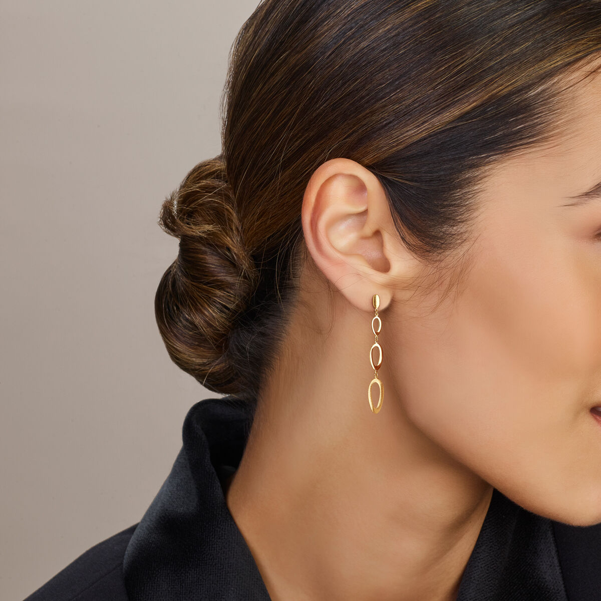 orecchini pendenti lucido/opaco 14K oro giallo
