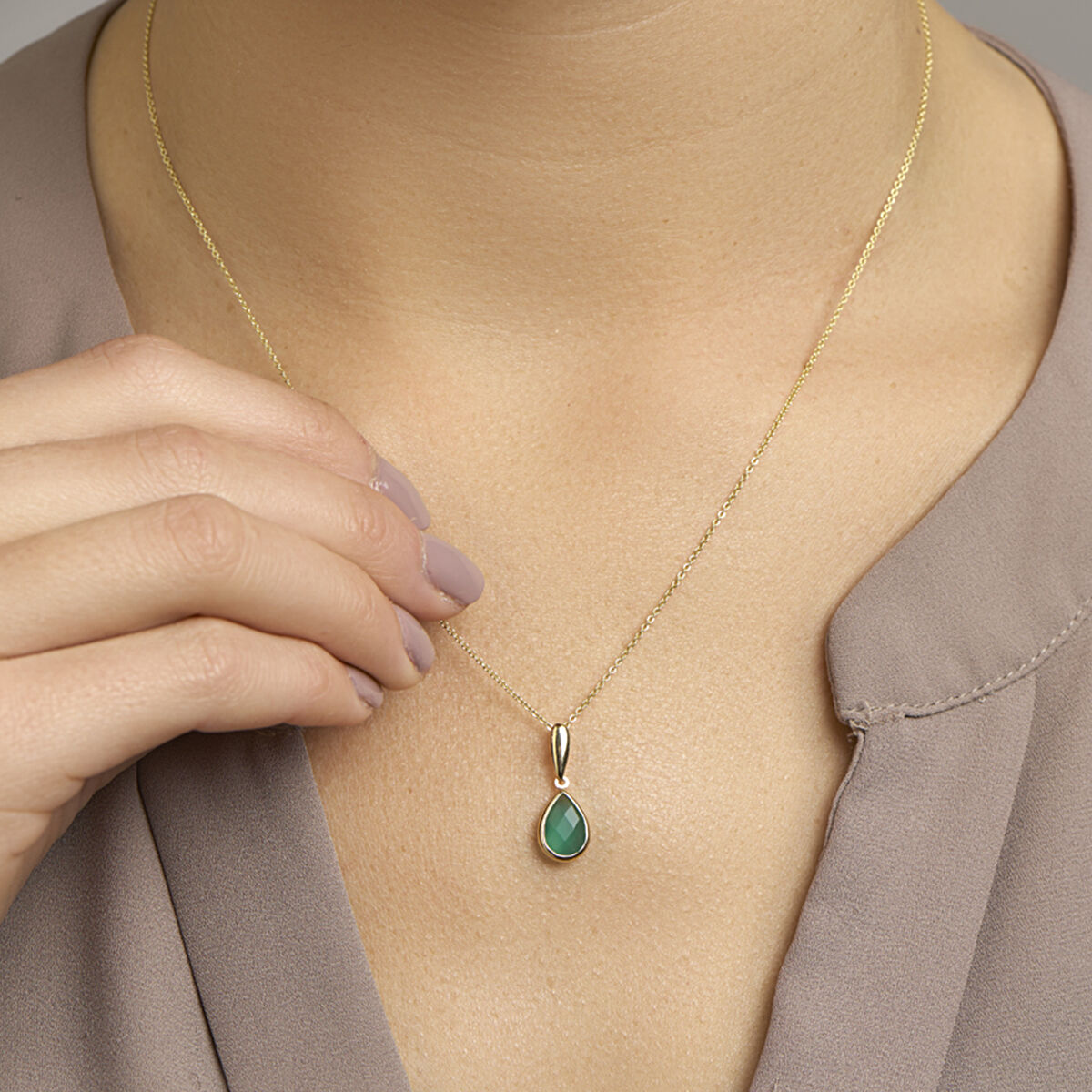 ciondolo agata verde oro giallo 14K