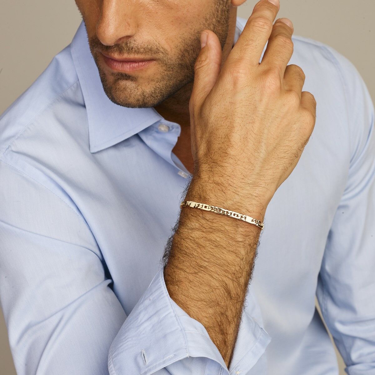 Bracciale in oro da uomo occhio di falco 4,7 mm 14K