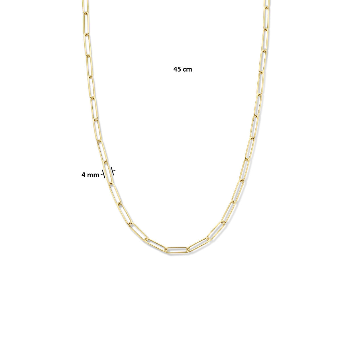 collana paperclip tubo tondo 4,0 mm 45 cm con grande chiusura a molla in oro giallo 14K