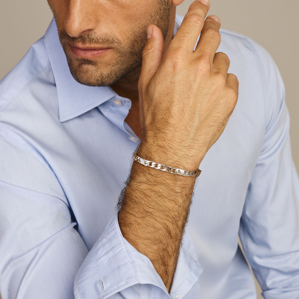 Bracciale in argento da uomo gourmette con elemento centrale 5,8 mm