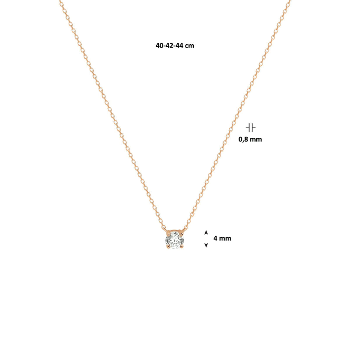 Collana con zircone 40 - 42 - 44 cm oro rosa 14K