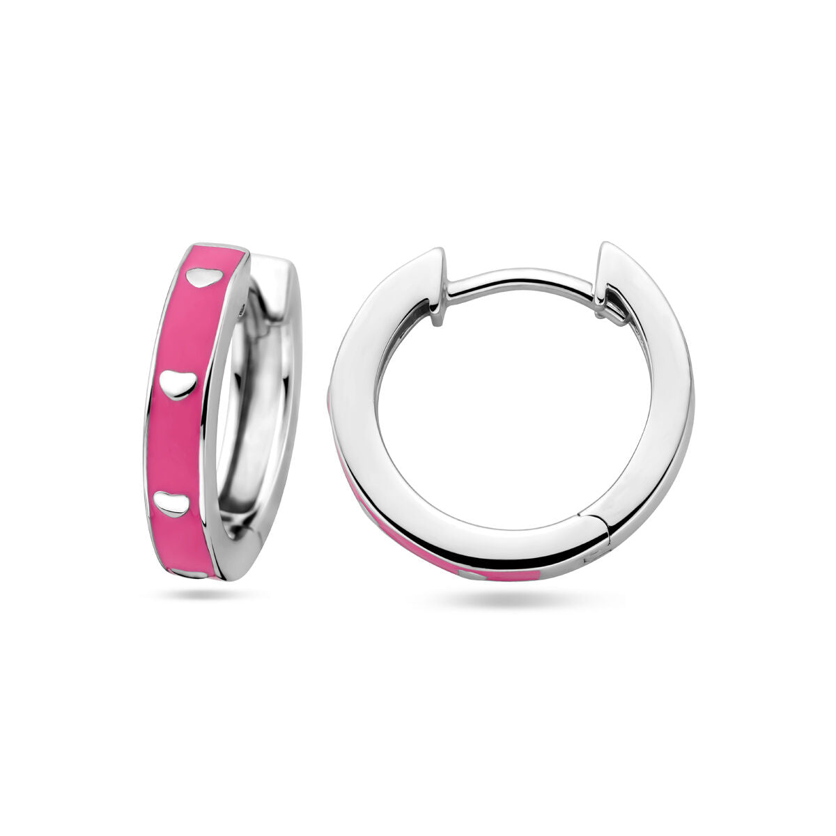 orecchini a cerchio smalto rosa argento rodiato