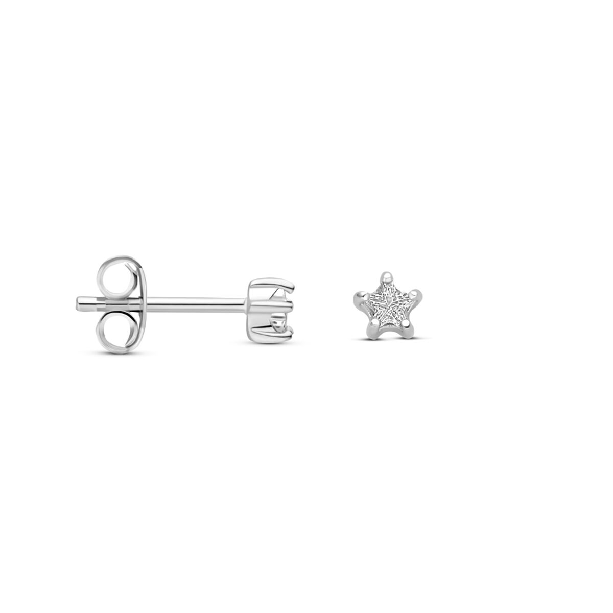 orecchini a bottone stella zirconia 3,5 mm argento rodiato