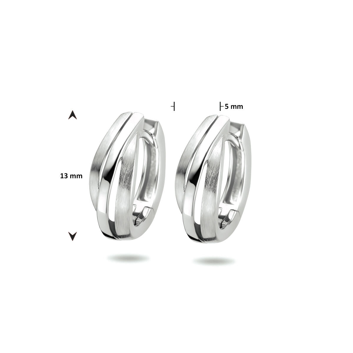 Orecchini a clip lucido/opaco argento rodiato