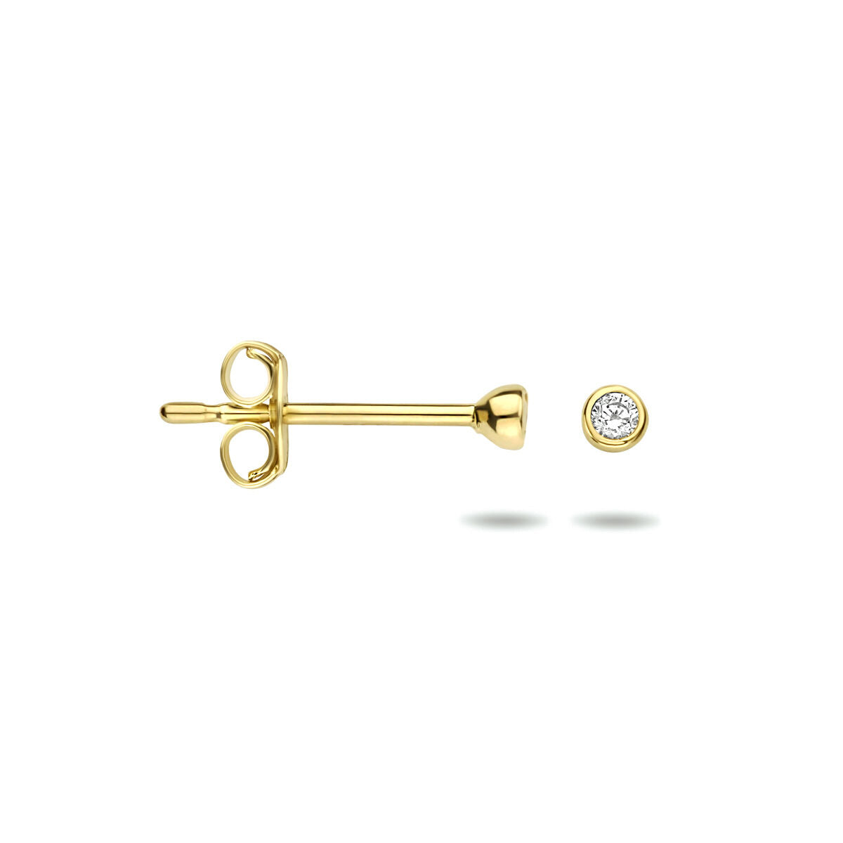 orecchini a bottone zircone oro giallo 14K